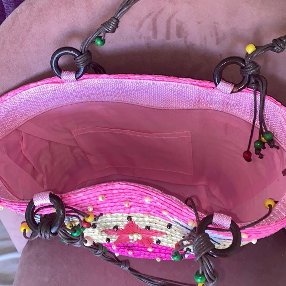 New 

 starfish raffia beach beaded tote pink Mother’s Day gift - Picture 4 of 14